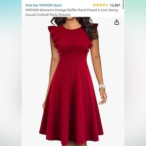 Basic red ruffle flare dress size large